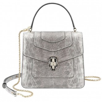 Bvlgari Serpenti Forever Small Bag In Gray Karung Leather Bvlgari Serpenti Forever Small Bag In Gray Karung Leather