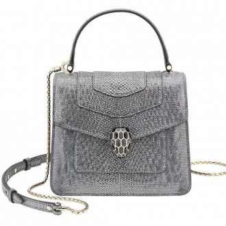 Bvlgari Serpenti Forever Small Bag In Grey Karung Leather Bvlgari Serpenti Forever Small Bag In Grey Karung Leather