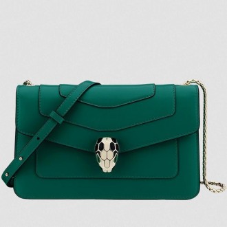 Bvlgari Serpenti Forever Small Cross-body Bag In Green Calfskin Bvlgari Serpenti Forever Small Cross-body Bag In Green Calfskin