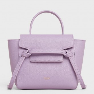Celine Belt Nano Bag In Lilas Grained Calfskin