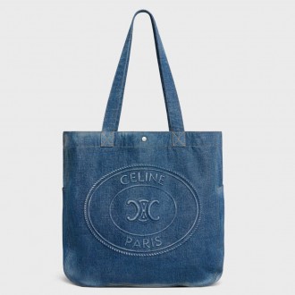 Celine Large Cabas Bag in Denim with Celine