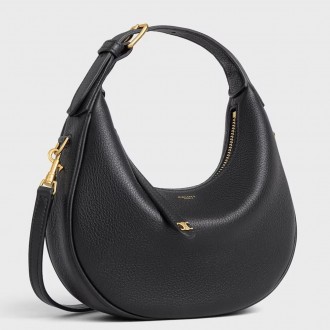 Celine Lulu Teen Hobo Bag in Black Grained Calfskin