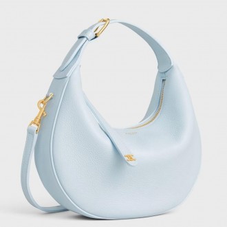 Celine Lulu Teen Hobo Bag in Blue Grained Calfskin
