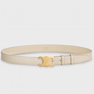 Celine Medium Triomphe Belt 25MM in White Calfskin Celine Medium Triomphe Belt 25MM in White Calfskin