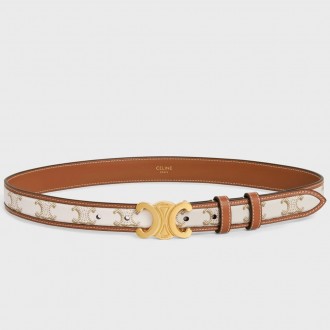 Celine Medium Triomphe Belt 25MM in White Triomphe Canvas Celine Medium Triomphe Belt 25MM in White Triomphe Canvas
