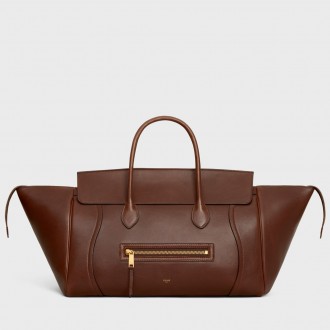 Celine New Luggage Smiling Large Bag in Dark Brown Lambskin