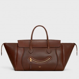 Celine New Luggage Smiling Medium Bag in Dark Brown Lambskin