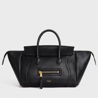 Celine New Luggage Smiling Small Bag in Black Lambskin