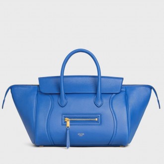 Celine New Luggage Smiling Small Bag in Blue Lambskin