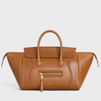 Celine New Luggage Smiling Small Bag in Brown Lambskin
