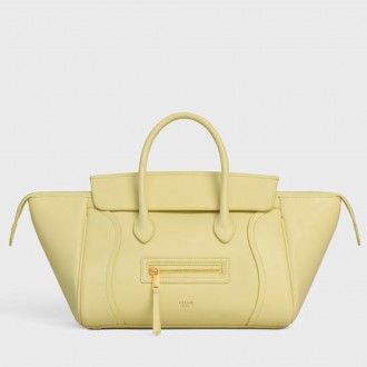 Celine New Luggage Smiling Small Bag in Yellow Lambskin