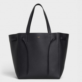 Celine Small Cabas Phantom Bag In Black Grained Calfskin