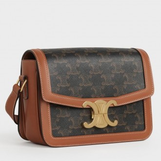 Celine Triomphe Teen Bag In Black Triomphe Canvas