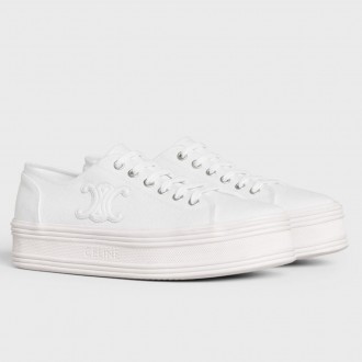 Celine Women's Jane Low-top Sneakers in White Canvas