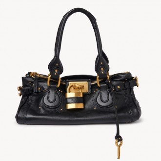 Chloe Paddington Bag in Black Buffalo Leather