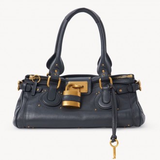 Chloe Paddington Bag in Navy Blue Buffalo Leather
