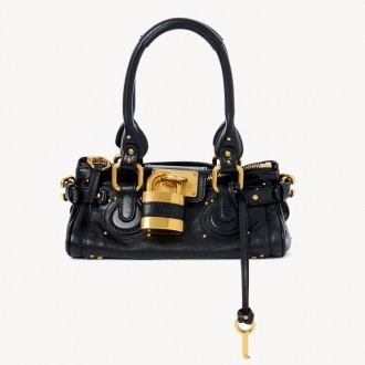 Chloe Paddington Small Bag in Black Buffalo Leather
