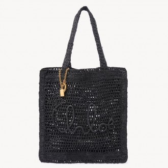 Chloe Summer Banana Tote Bag in Black Raffia Chloe Summer Banana Tote Bag in Black Raffia