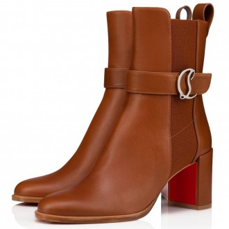 Christian Louboutin CL Chelsea Ankle Boots 70MM in Brown Leather Christian Louboutin CL Chelsea Ankle Boots 70MM in Brown Leather