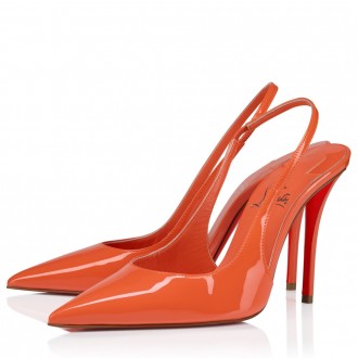 Christian Louboutin Miss Z Slingback Pumps 100mm in Orange Patent