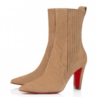 Christian Louboutin Santigag 85mm Boots in Brown Suede Leather