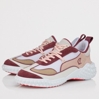 Christian Louboutin Women's Mara Sneakers in Pink Mesh and Leather