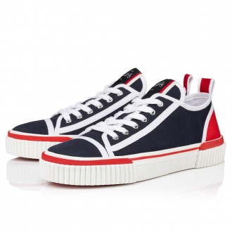 Christian Louboutin Women's Pedro Junior Sneakers In Navy Fabric Christian Louboutin Women's Pedro Junior Sneakers In Navy Fabric