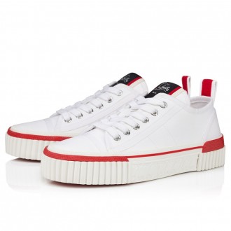 Christian Louboutin Women's Pedro Junior Sneakers In White Fabric Christian Louboutin Women's Pedro Junior Sneakers In White Fabric