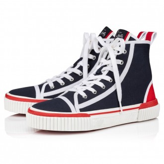 Christian Louboutin Women's Pedro Sneakers In Navy Fabric Christian Louboutin Women's Pedro Sneakers In Navy Fabric
