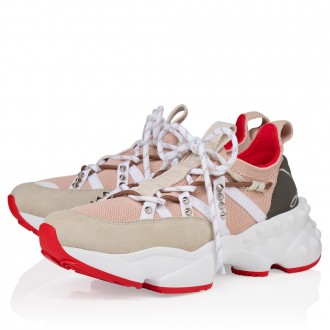 Christian Louboutin Women's Trailnrun Sneakers in Albatre Mesh and Suede Christian Louboutin Women's Trailnrun Sneakers in Albatre Mesh and Suede