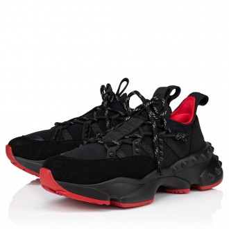 Christian Louboutin Women's Trailnrun Sneakers in Black Fabric and Suede Christian Louboutin Women's Trailnrun Sneakers in Black Fabric and Suede