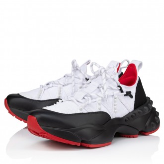Christian Louboutin Women's Trailnrun Sneakers in White Mesh and Black Leather Christian Louboutin Women's Trailnrun Sneakers in White Mesh and Black Leather