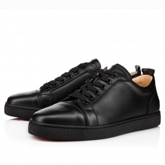 Christian Louboutin Women's Vieira Flat Sneakers In Black Leather Christian Louboutin Women's Vieira Flat Sneakers In Black Leather