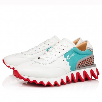 Christian Louboutin Women's White/Green Loubishark Sneakers Christian Louboutin Women's White/Green Loubishark Sneakers