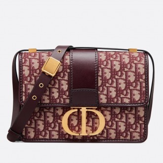 Dior 30 Montaigne Bag In Burgundy Oblique Jacquard Canvas Dior 30 Montaigne Bag In Burgundy Oblique Jacquard Canvas