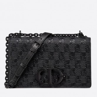 Dior 30 Montaigne Chain Bag In Black Braided Lambskin