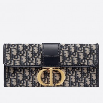 Dior 30 Montaigne Clutch Bag In Blue Oblique Canvas
