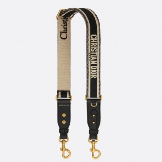 Dior Adjustable Shoulder Strap with Ring in Black Embroidery Canvas Dior Adjustable Shoulder Strap with Ring in Black Embroidery Canvas