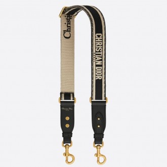 Dior Black Embroidery Adjustable Shoulder Strap Dior Black Embroidery Adjustable Shoulder Strap