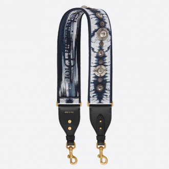 Dior Blue Multicolor Tie & Dior Embroidery Shoulder Strap Dior Blue Multicolor Tie & Dior Embroidery Shoulder Strap