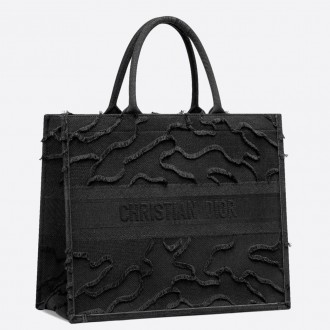 Dior Book Tote Bag In Black Camouflage Embroidered Canvas Dior Book Tote Bag In Black Camouflage Embroidered Canvas