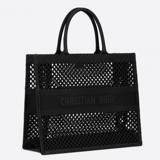 Dior Book Tote Bag In Black Mesh Embroidery Dior Book Tote Bag In Black Mesh Embroidery