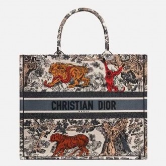Dior Book Tote Bag In Multicolour Toile De Jouy Dior Book Tote Bag In Multicolour Toile De Jouy