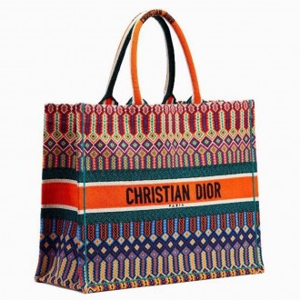Dior Book Tote Bag In Multicolour Embroidered Canvas Dior Book Tote Bag In Multicolour Embroidered Canvas