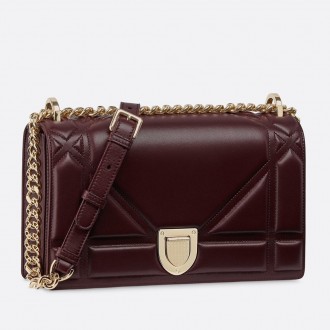 Dior Bordeaux Diorama Lambskin Bag With Large Cannage Motif Dior Bordeaux Diorama Lambskin Bag With Large Cannage Motif