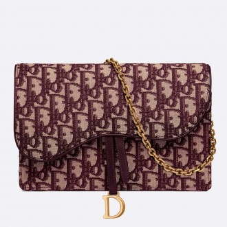 Dior Bordeaux Oblique Saddle Chain Clutch Dior Bordeaux Oblique Saddle Chain Clutch