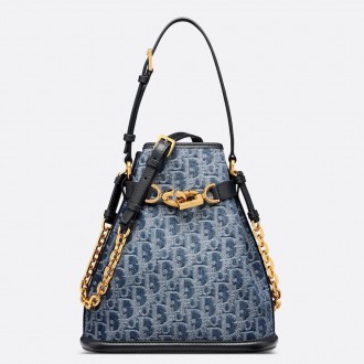 Dior C'est Medium Bag in Blue Denim Oblique Jacquard Dior C'est Medium Bag in Blue Denim Oblique Jacquard