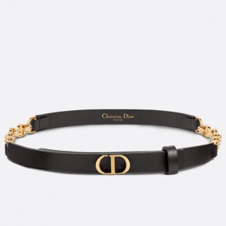 Dior Caro 15MM Belt in Black Calfskin and Chain Dior Caro 15MM Belt in Black Calfskin and Chain