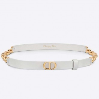 Dior Caro 15MM Belt in White Calfskin and Chain Dior Caro 15MM Belt in White Calfskin and Chain