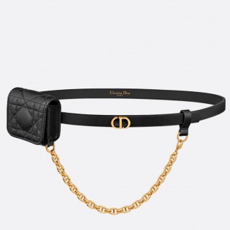 Dior Caro 15MM Belt with Removable Pouch in Black Calfskin Dior Caro 15MM Belt with Removable Pouch in Black Calfskin